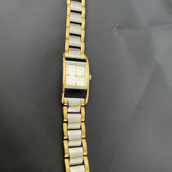 Anne Klein ,2 Tone Silver+Gold+Rectangle Watch – Stainless Steel/Water Resistant - Picture 1 of 4